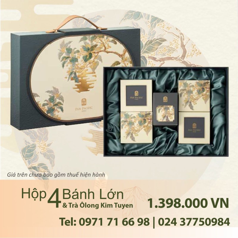 Bánh trung thu Pacific Hộp 4 Bánh lớn với Trà ÔLong