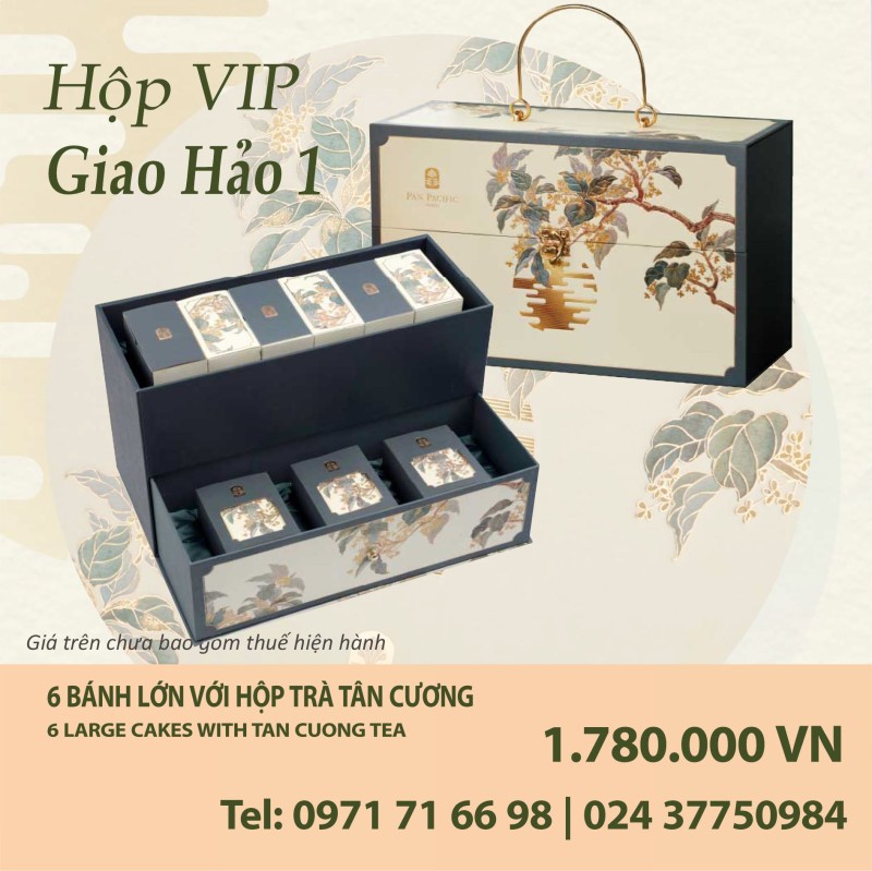 Bánh trung thu Pacific Hộp VIP Giao Hảo 1, 6 Bánh lớn với Trà Tân Cương